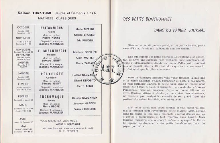 Les programmes de Théatre de l\